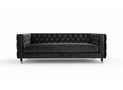 Black Chesterfield Sofa Big Luxury Furniture 4-seater Textile Fabric Couches