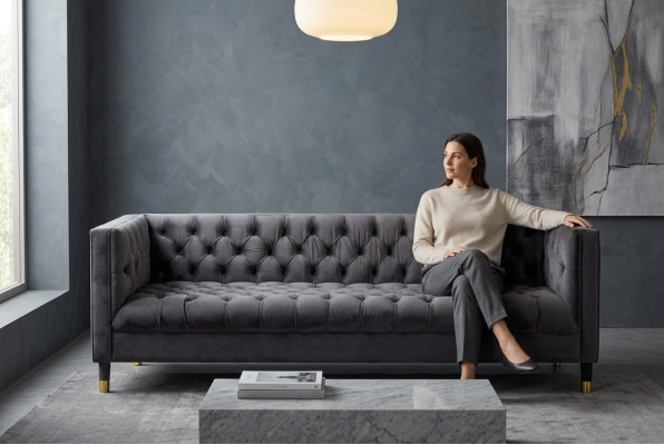 Anthracite Chesterfield Sofa Creative Furniture 4-Seater Sofas Textile Couches