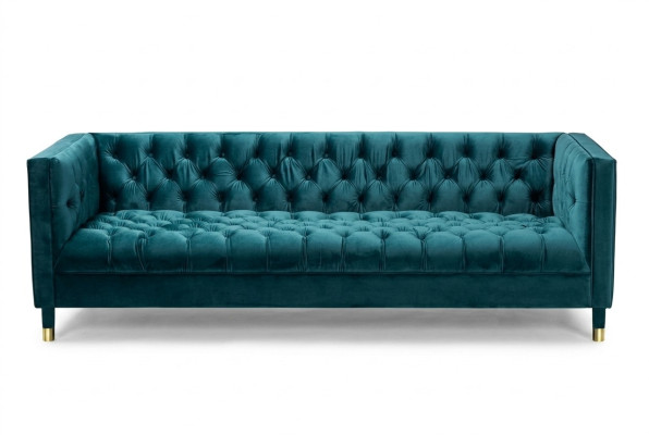 Chesterfield Sofa Blue Sofas Textile Fabric Couches Furniture 4-seater