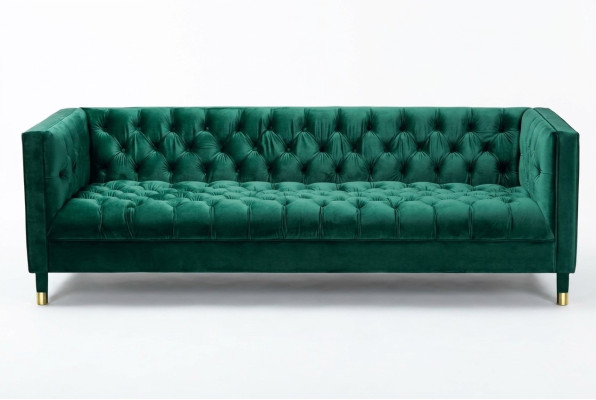Green Chesterfield 4-seater luxury fabric sofa couches