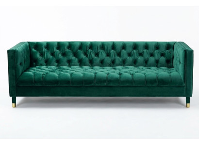 Green Chesterfield 4-seater luxury fabric sofa couches