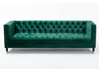 Green Chesterfield 4-seater luxury fabric sofa couches