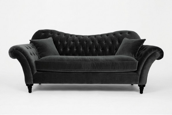 Couches Upholstery Sofa Sofas Chesterfield Black Three-seater Fabric Living Room New