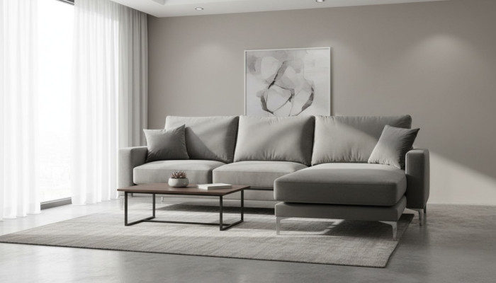 Living room corner sofa gray XXL big creative furniture textile fabric Chesterfield sofas