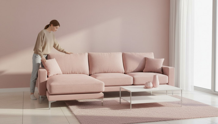 Textile fabric Chesterfield sofas creative furniture living room corner sofa pink XXL large