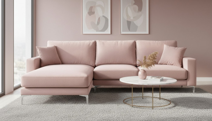 Textile fabric Chesterfield sofas creative furniture living room corner sofa pink XXL large