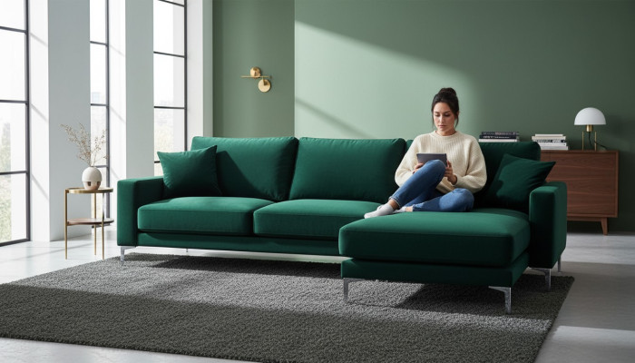 Loft Sofa Luxury Corner Couch Furniture Corner Suite Velvet Couches Living Room Sofas Green