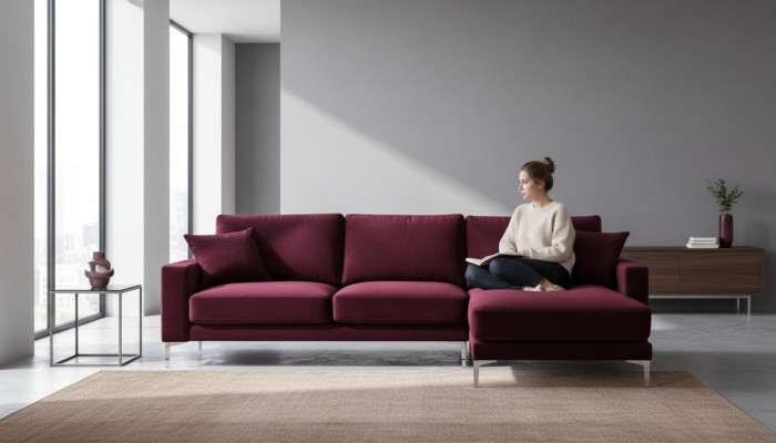 Burgundy Red Design Couches Upholstery Sofa Sofas Bordeaux Corner Sofa Fabric Living Room