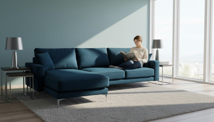 Sofas New Creative Turquoise Corner Sofa Fabric Living Room Design Couches Upholstered Sofa