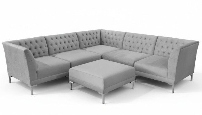 Gray Chesterfield Sofas Luxury Furniture New Corner Sofa Stool Gray Big Textile Fabric