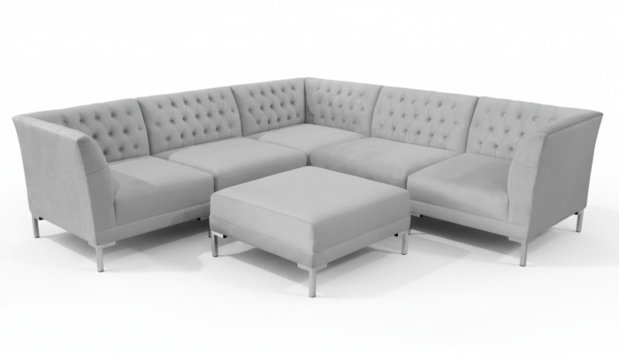 Corner sofa stool gray big textile fabric Chesterfield sofas furniture footstool sofas