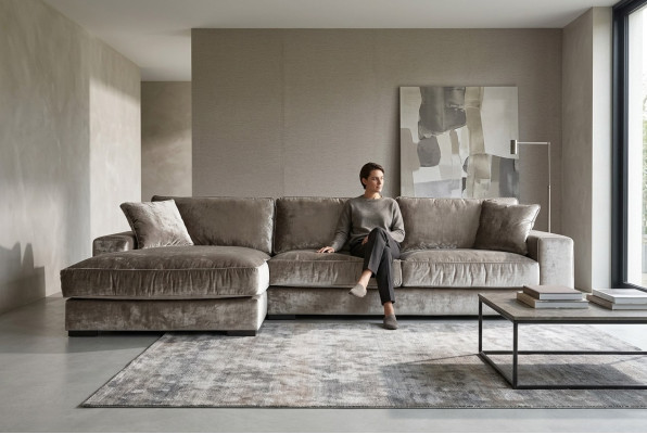 Brown corner sofa, fabric, living room design, couches, upholstery, sofa, sofas, Italian.