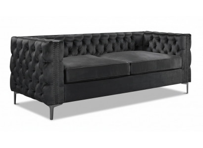 Black Chesterfield couch luxury velvet fabric couches sofa set sofas upholstery new