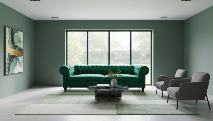 Chesterfield Sofa Green Textile Fabric Couches Creative Furniture 3-seater New Sofas