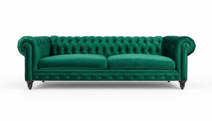 Chesterfield Sofa Green Textile Fabric Couches Creative Furniture 3-seater New Sofas