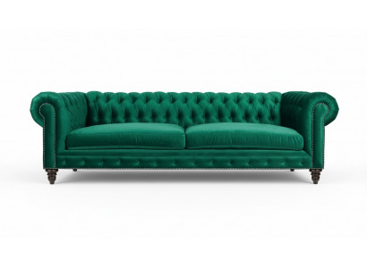 Chesterfield Sofa Green Textile Fabric Couches Creative Furniture 3-seater New Sofas