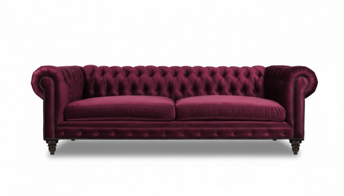 Fabric sofas, couches, creative furniture, 3-seater, new Chesterfield sofa, burgundy.