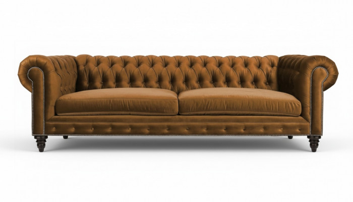Chesterfield Three-seater Creative Furniture Textile Fabric Orange New Living Room Modern