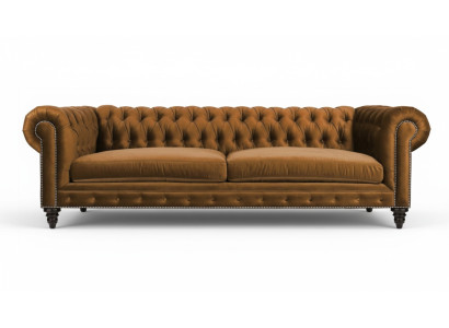 Chesterfield Three-seater Creative Furniture Textile Fabric Orange New Living Room Modern
