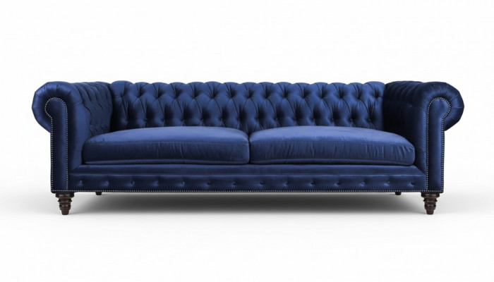 Chesterfield Three-Seater Blue New Living Room Modern Creative Furniture Textile Fabric
