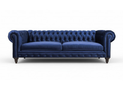 Chesterfield Three-Seater Blue New Living Room Modern Creative Furniture Textile Fabric