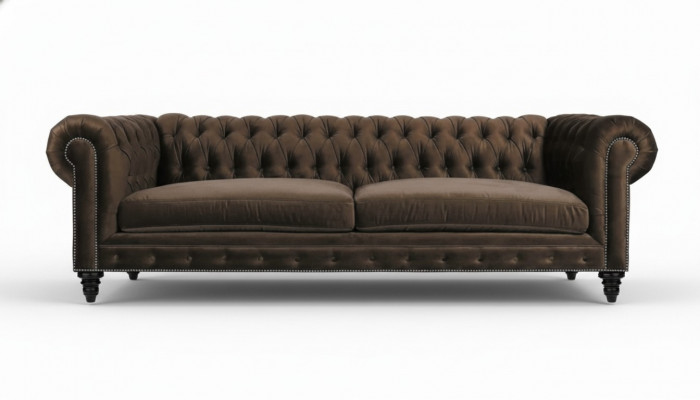 Chesterfield Brown New Living Room Modern Three-Seater Creative Furniture Textile Fabric