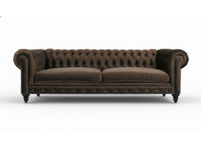 Chesterfield Brown New Living Room Modern Three-Seater Creative Furniture Textile Fabric