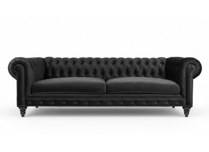 Chesterfield Black Living Room Modern Three-Seater Creative Furniture Textile Fabric
