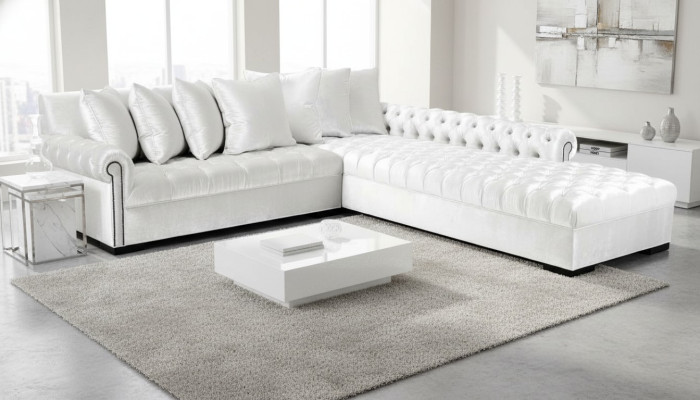 White corner sofa couch fabric Chesterfield design couches upholstered sofas luxury furniture
