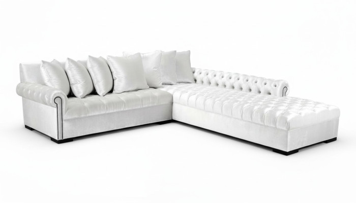 White corner sofa couch fabric Chesterfield design couches upholstered sofas luxury furniture
