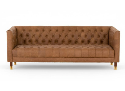 Chesterfield Sofa Three-Seater Brown XXL Big Furniture Leather Living Room Modern New