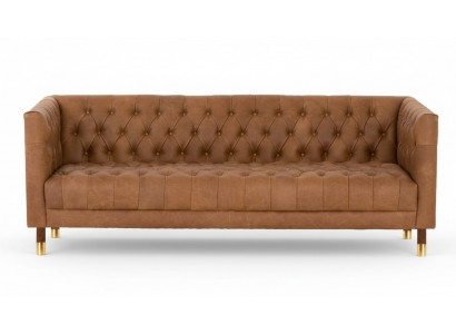 Chesterfield Sofa Three-Seater Brown XXL Big Furniture Leather Living Room Modern New