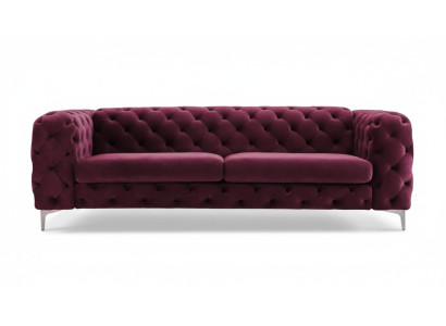 Chesterfield Sofa Three-Seater Burgundy Creative Furniture Textile Fabric Living Room New