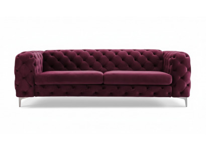 Chesterfield Sofa Three-Seater Burgundy Creative Furniture Textile Fabric Living Room New