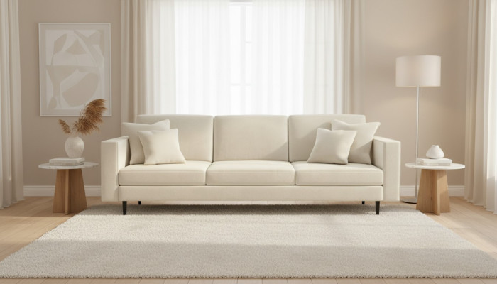 Beige four-seater fabric sofa living room design couches upholstered sofas new fabric