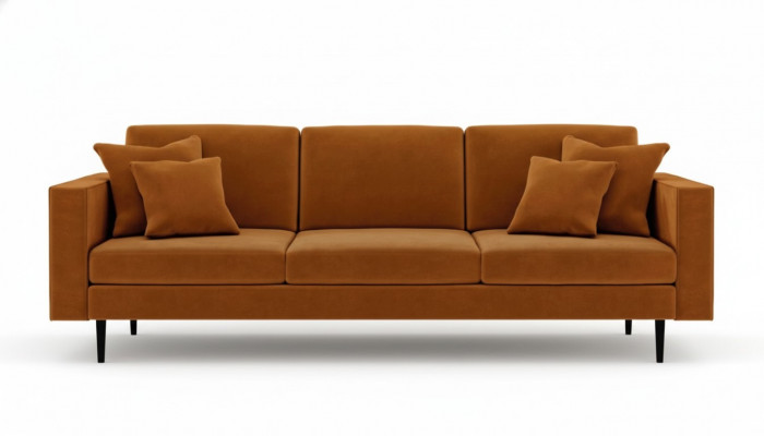 Orange fabric upholstered sofa living room design couches sofas XXL big 4-seater new