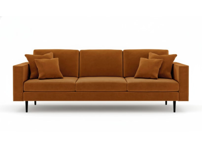 Orange fabric upholstered sofa living room design couches sofas XXL big 4-seater new