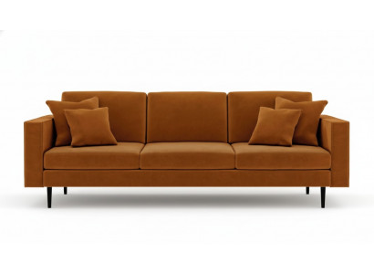 Orange fabric upholstered sofa living room design couches sofas XXL big 4-seater new