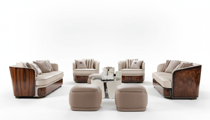 Sofa 3-Seater Beige Living Room Modern Design Couches Luxury Furniture Leather Sofa New
