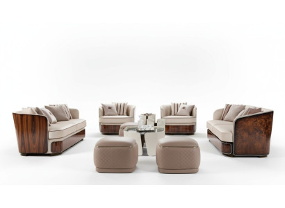 Sofa 3-Seater Beige Living Room Modern Design Couches Luxury Furniture Leather Sofa New