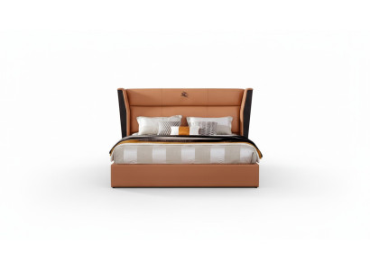 Bed Leather Orange Bedroom Creative Modern Design Furniture Wood Luxury Beds