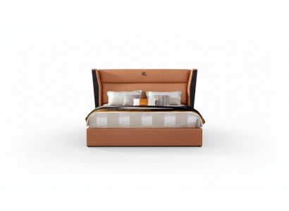 Bed Leather Orange Bedroom Creative Modern Design Furniture Wood Luxury Beds