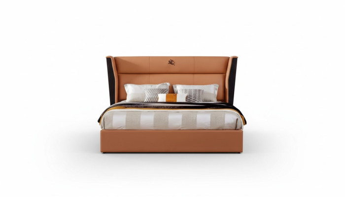 Leather Bed Bedroom Furniture Design Group 3-piece Set 2x Nightstands