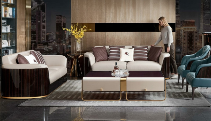 3-seater beige sofa, modern design couches, leather sofas, new creative