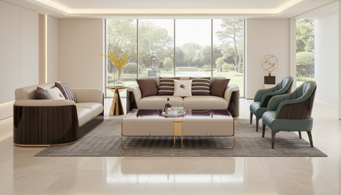 3-seater beige sofa, modern design couches, leather sofas, new creative