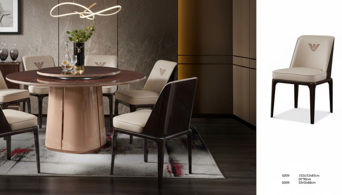 Leather Luxury Beige Set Armchair Modern Design Furniture Dining Room Wood 6 Chairs