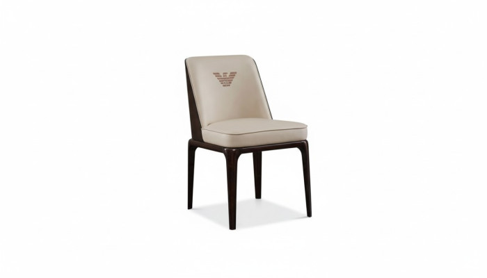Leather Luxury Beige Set Armchair Modern Design Furniture Dining Room Wood 6 Chairs