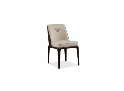 Leather Luxury Beige Set Armchair Modern Design Furniture Dining Room Wood 6 Chairs