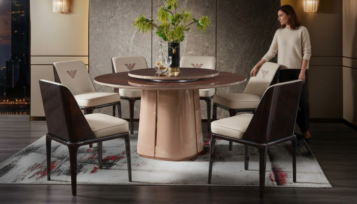 Dining table furniture armchair chair set 5-piece group design dining room