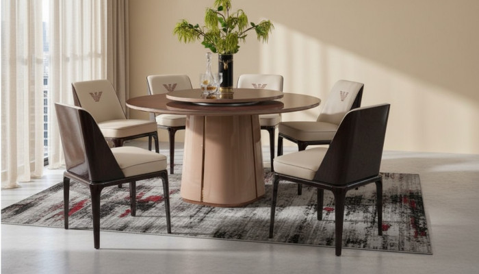 Dining table furniture armchair chair set 5-piece group design dining room